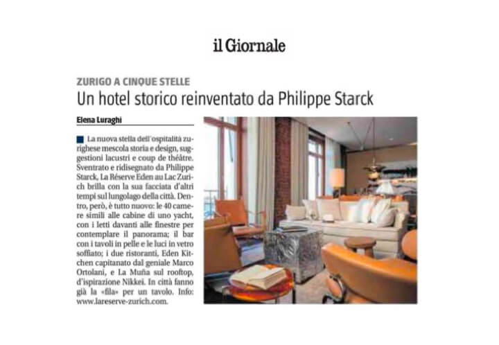 IL GIORNALE -  La Réserve Eden au Lac Zurich 