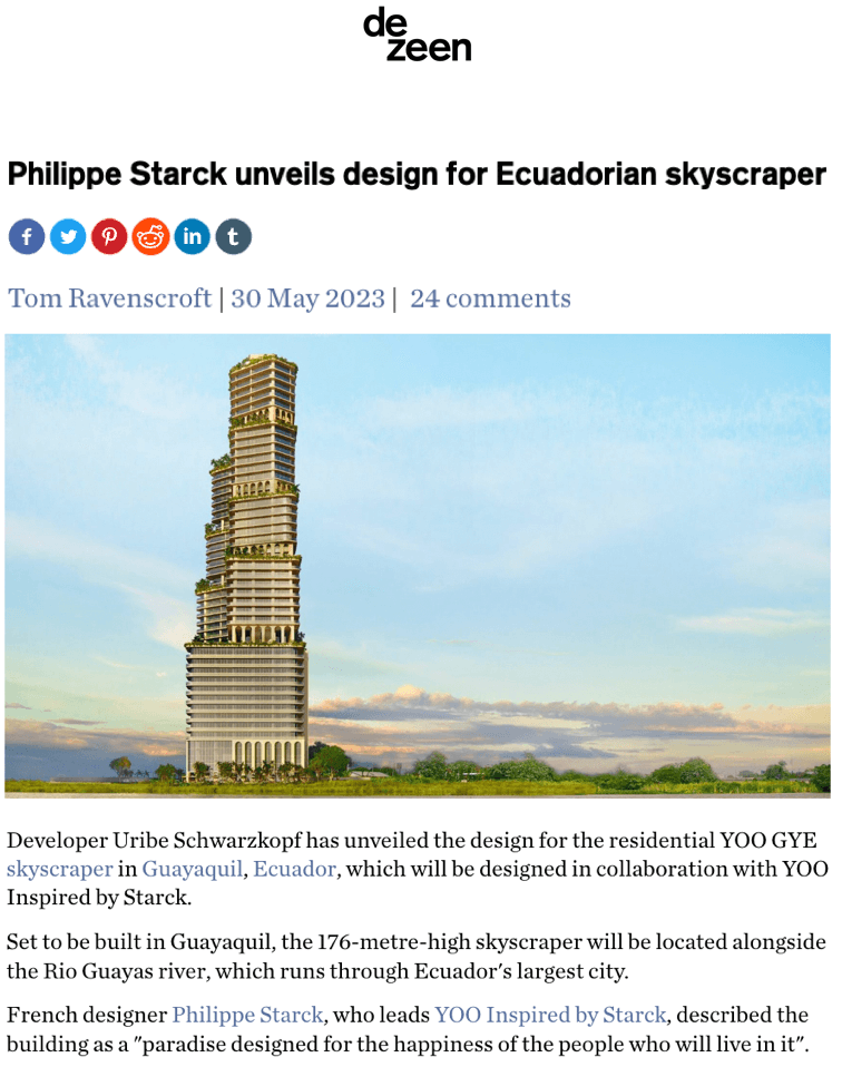 Philippe Starck unveils design for Ecuadorian skyscraper