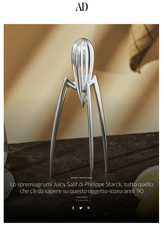 Juicy Salif juicer by Philippe Starck: everything you need to know about this iconic 90s object
