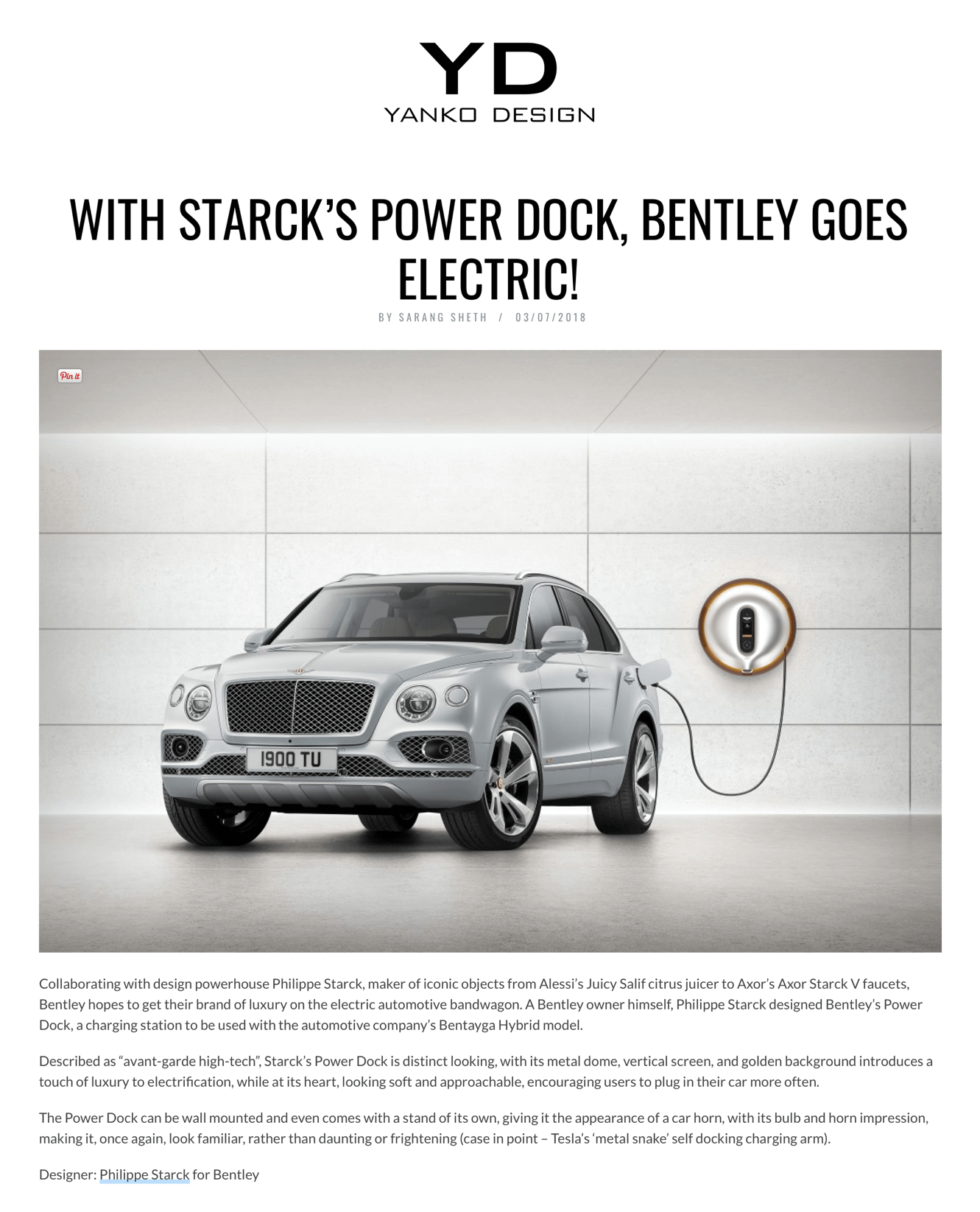 With Starck's Power Dock, Bentley goes electric!