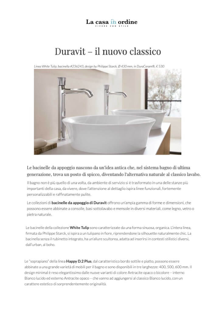 LA CASA IN ORDINE - DURAVIT