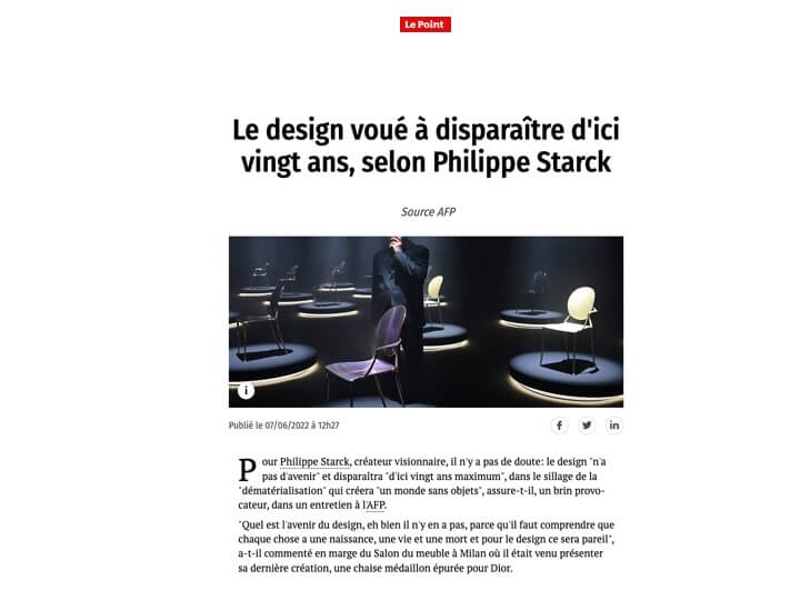 Design to disappear in 20 years, says Philippe Starck