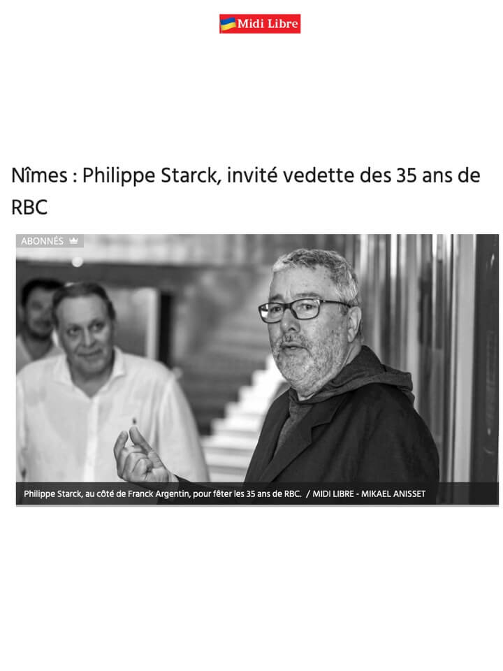 Nîmes : Philippe Starck, guest star of the 35 years of RBC