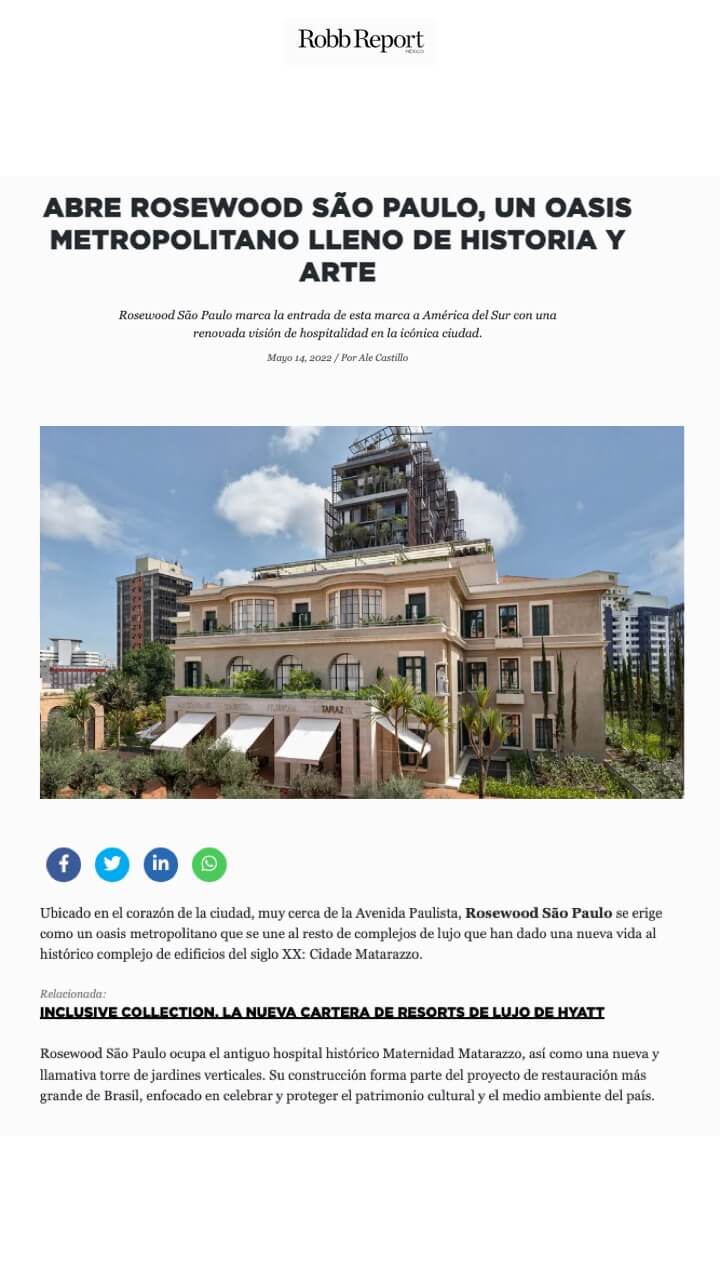 Rosewood São Paulo opens, a metropolitan oasis full of history and art