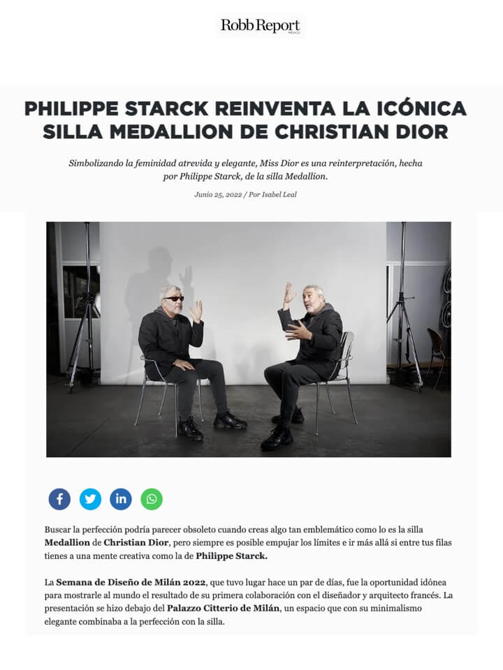 PHILIPPE STARCK REINVENTS CHRISTIAN DIOR'S ICONIC MEDALLION CHAIR