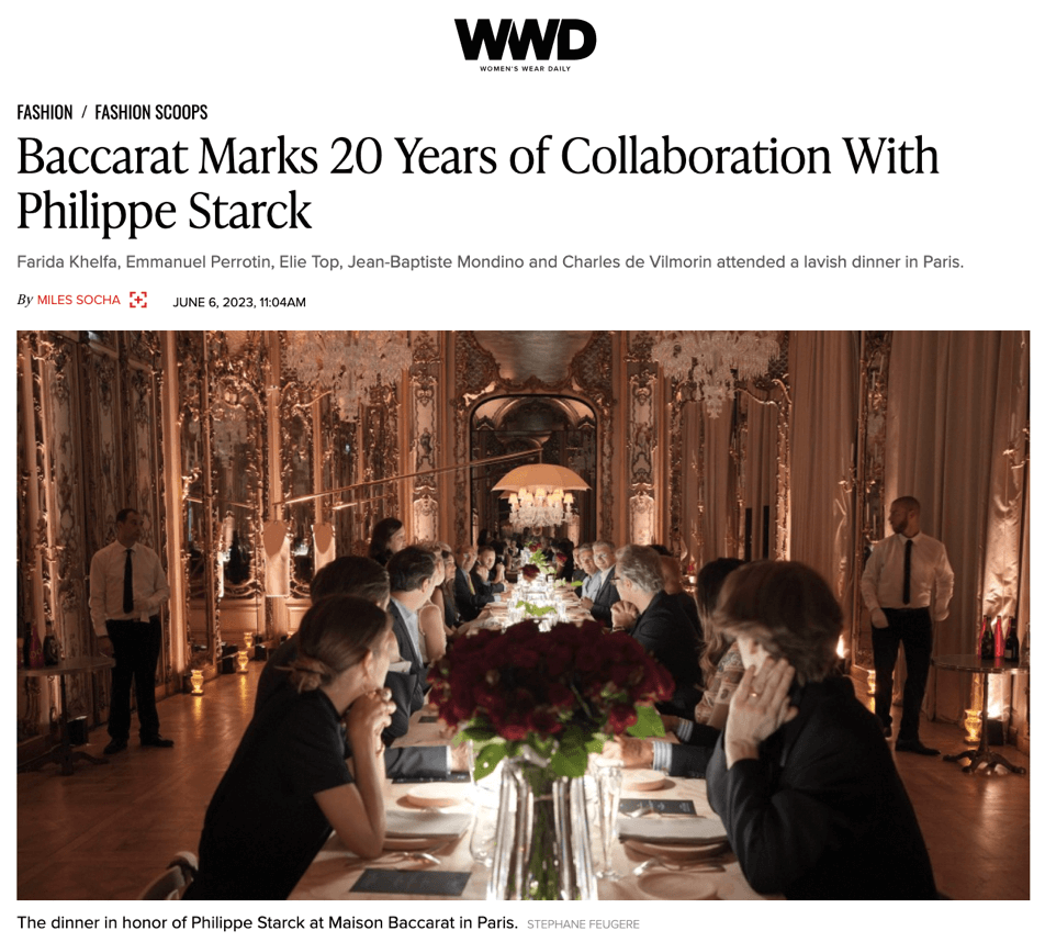 Baccarat Marks 20 Years of Collaboration With Philippe Starck