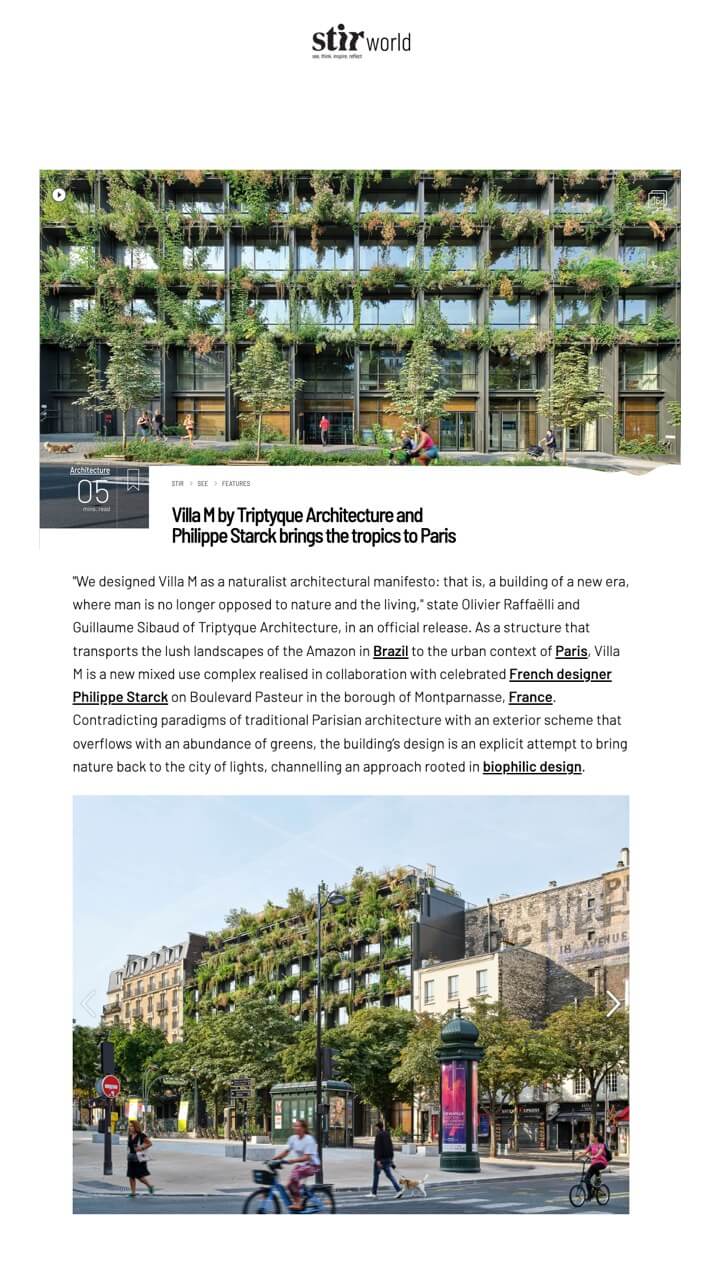 Villa M by Triptyque Architecture and Philippe Starck brings the tropics to Paris