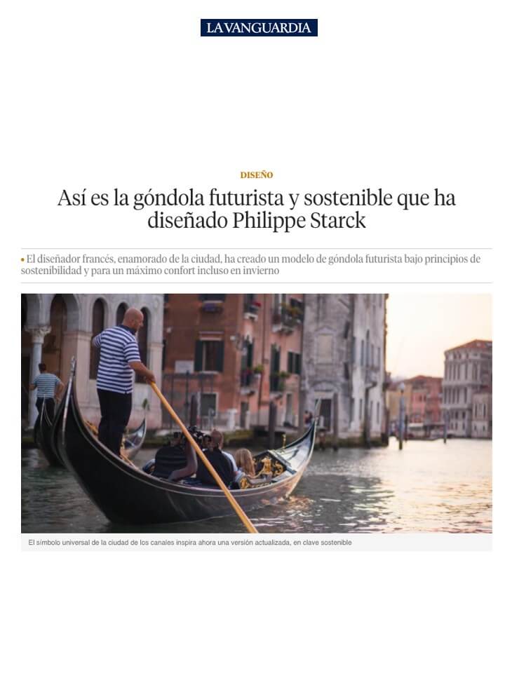 This is the futuristic and sustainable gondola designed by Philippe Starck.