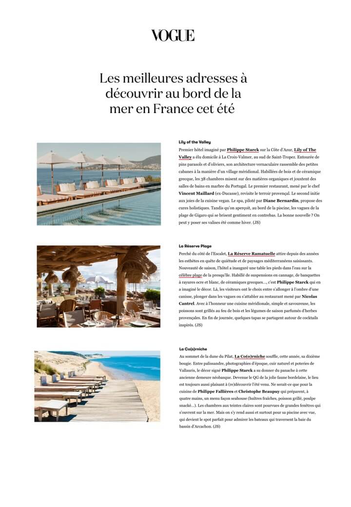 VOGUE - La Réserve à la Plage + Coorniche + LOV