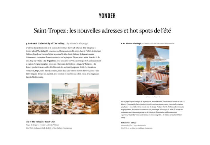 YONDER - LILY OF THE VALLEY + LA RÉSERVE À LA PLAGE 