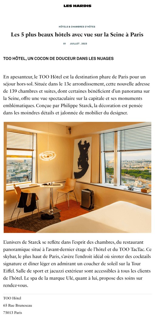 The 5 most beautiful hotels with a view of the Seine in Paris